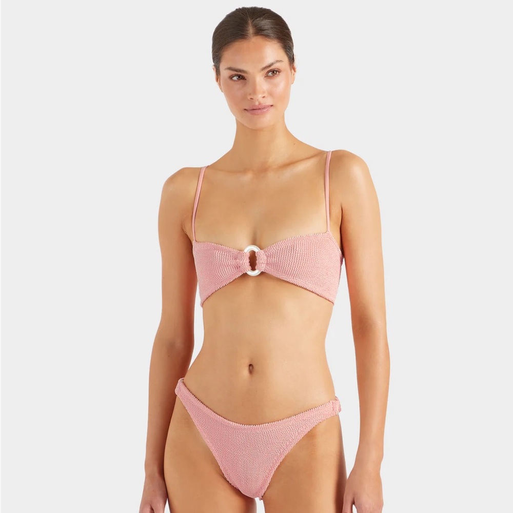 HUNGZA G -Misty Bikini With Pearly Hoop Peach $270 NWT